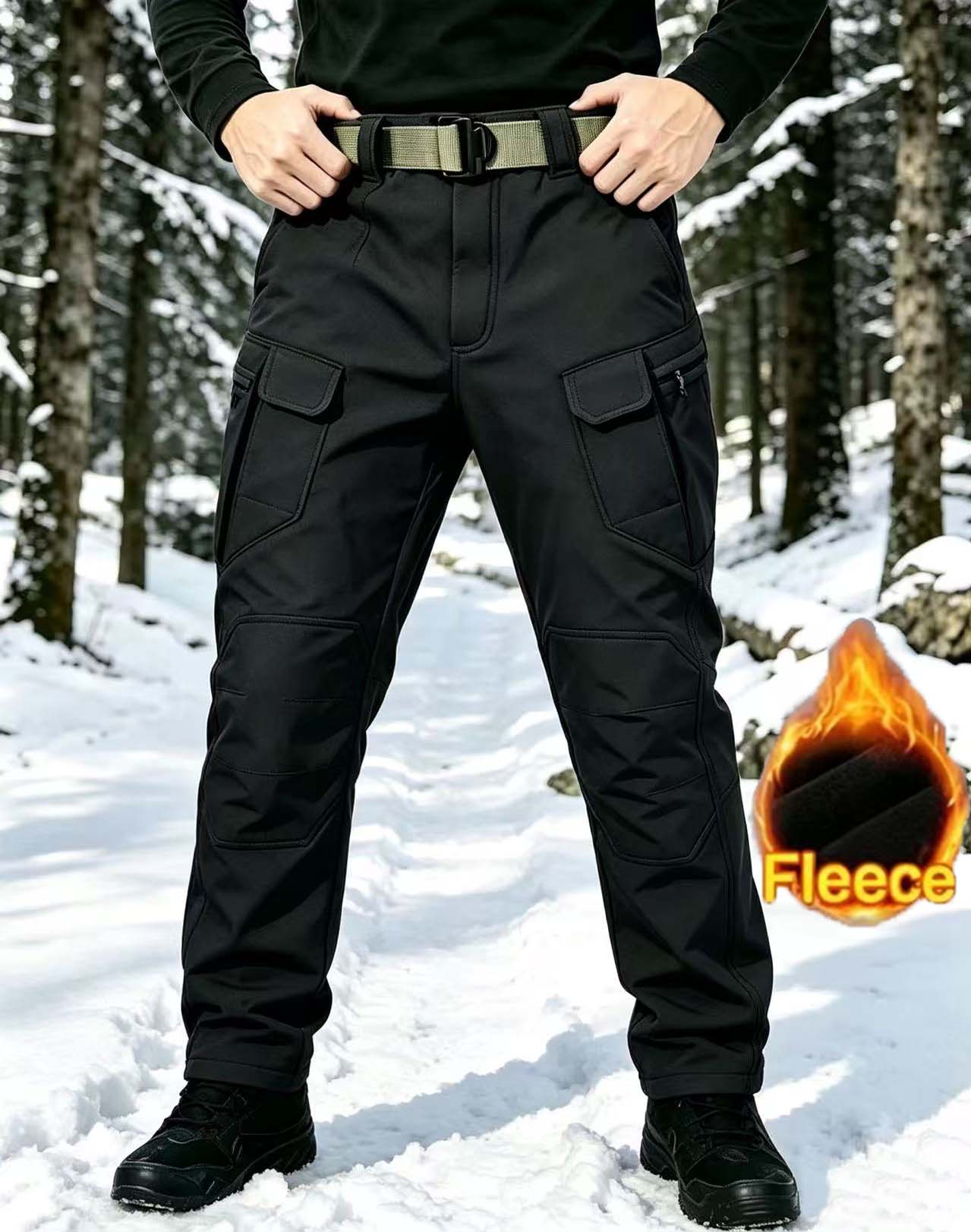Fly Line - Winter-Herrenhose mit Fleecefutter, wärmende Cargo-Hose, winddichte,