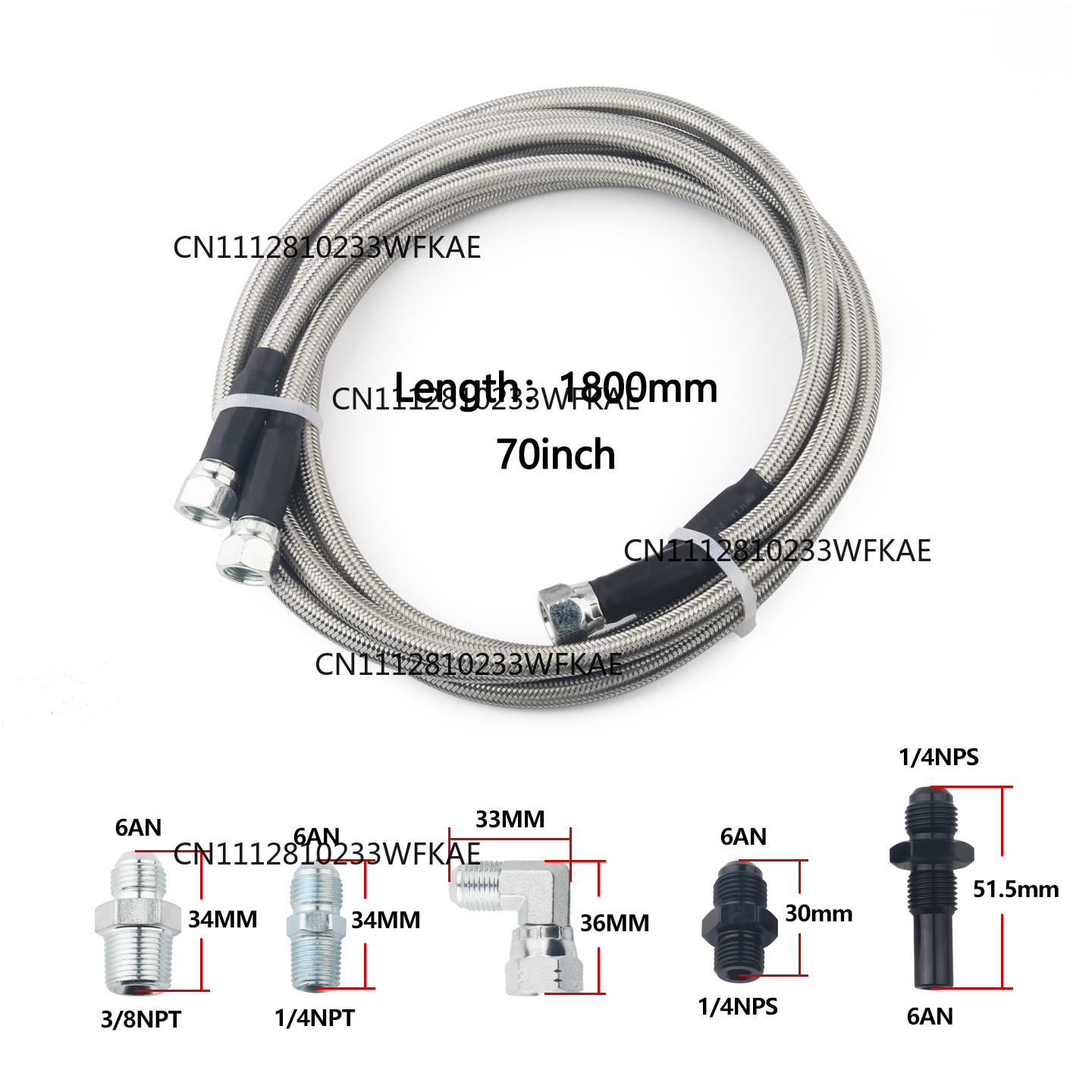 6AN 70 Zoll Edelstahl Geflocht – Braided Line Bewertung und Preis